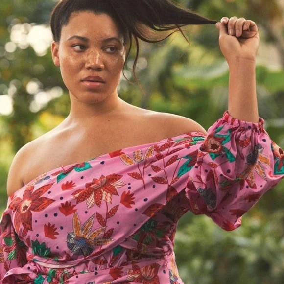 Eloquii Pink Floral Off-Shoulder Dress - Picture 4 of 8